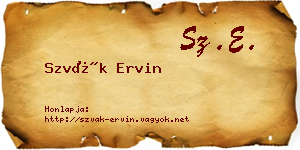 Szvák Ervin névjegykártya